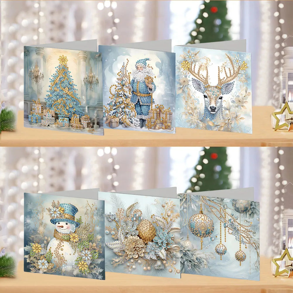 Diamond Painting Kerstkaarten Set met 6 Luxe Wenskaarten en Enveloppen - HK028