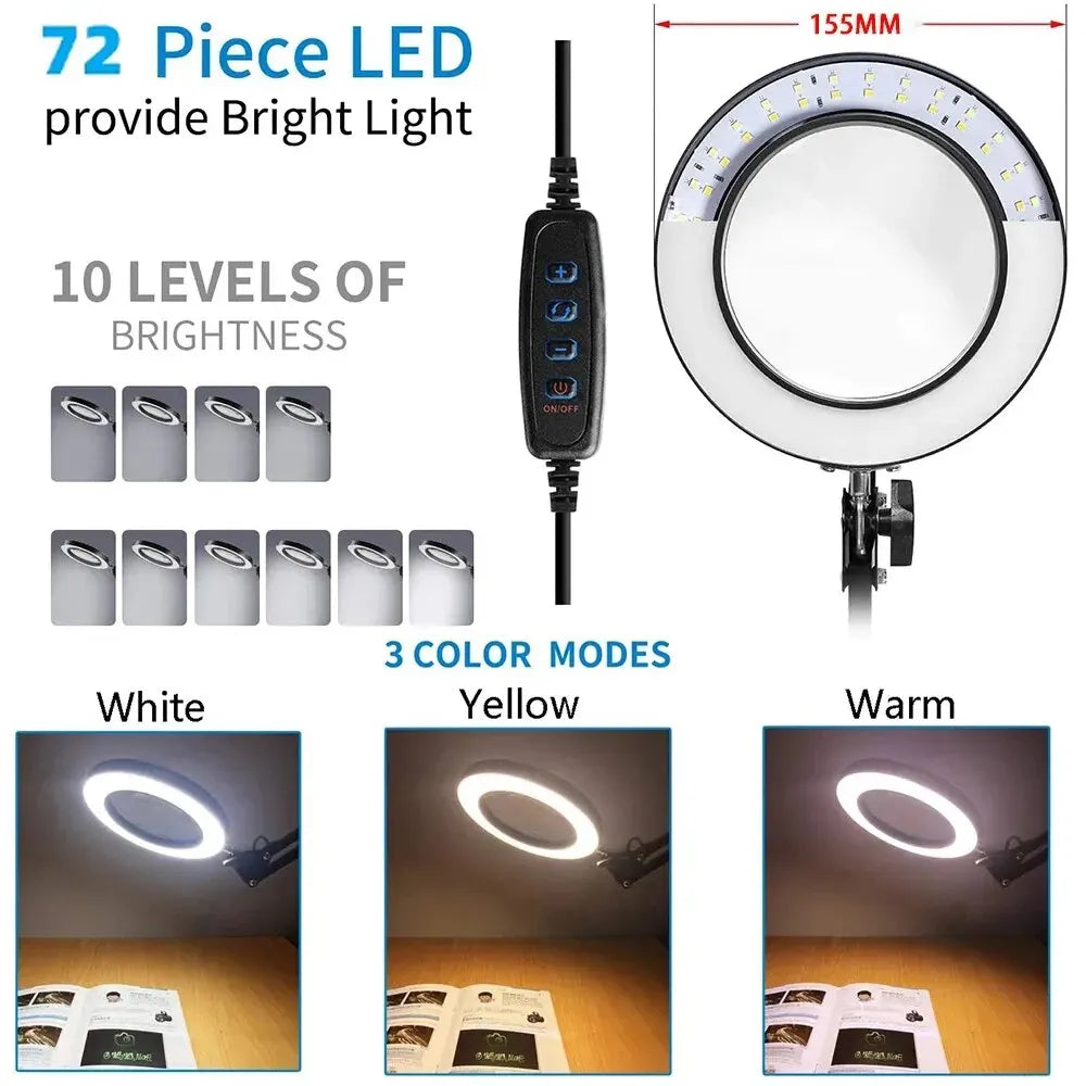 Diamond Painting Loeplamp 72 LED 8x/10x Vergroting USB met 3 Lichtkleuren