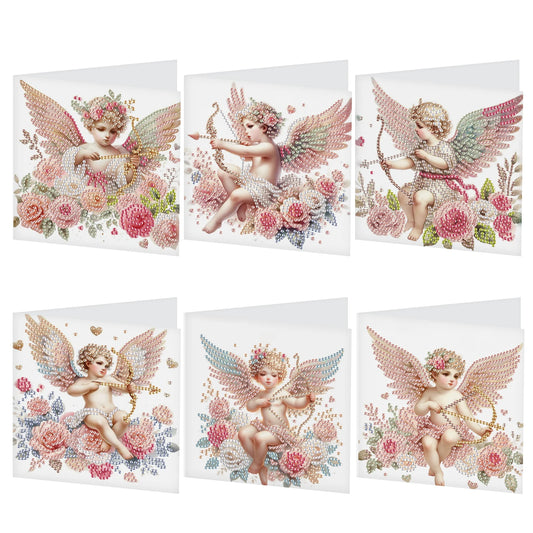 Diamond Painting Wenskaarten set – 6 stuks creatieve kaarten met strass steentjes - HKA061