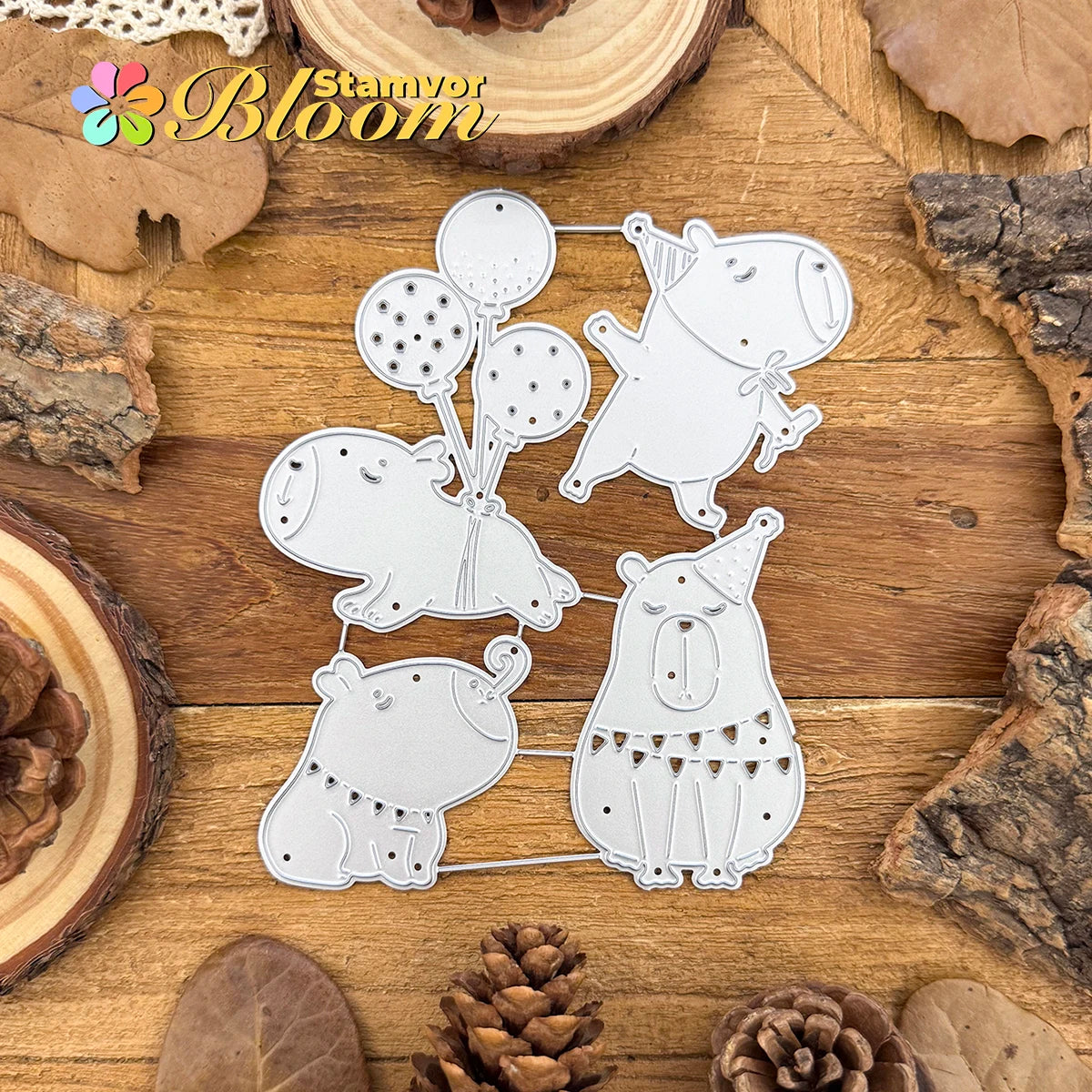 Snijmallen set Capibara Verjaardag Feest Decoratie Embossing Stencil