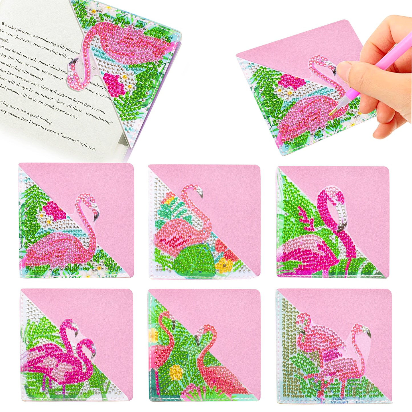 Diamond Painting Boekenlegger Hoekjes Vlinder en Katten - Set van 6 Stuks