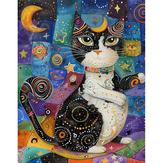 Schilderen op nummer Dieren - Kat Abstract op Canvas voor Volwassenen - 9959717