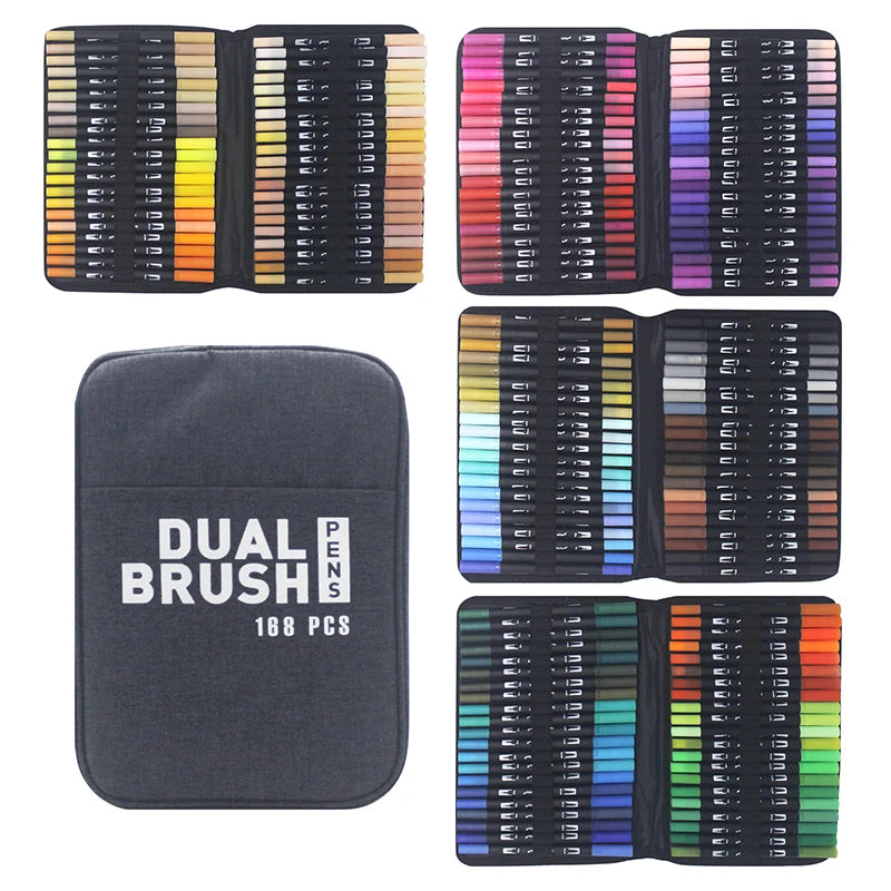 Stiften set met dubbele punt voor manga, kalligrafie en illustratie