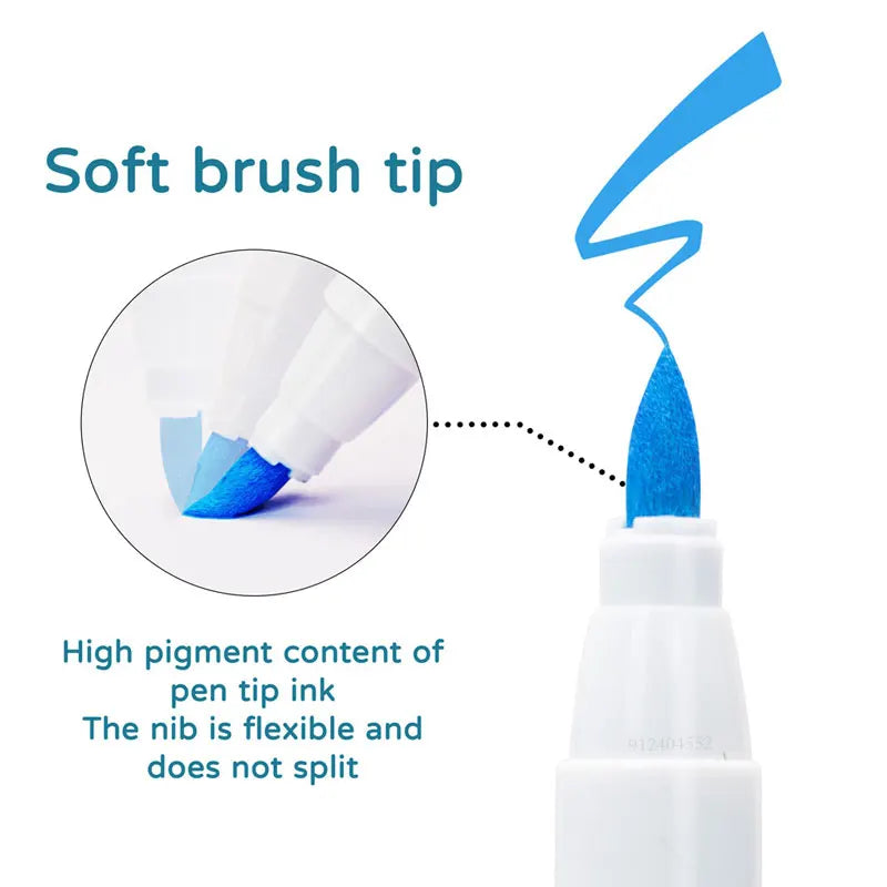 Stiften set acrylverfstiften met penseelpunt 18 tot 60 kleuren