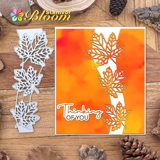Snijmal Herfstbladeren Rand – Decoratieve Metaalmal voor Kaarten en Scrapbooking