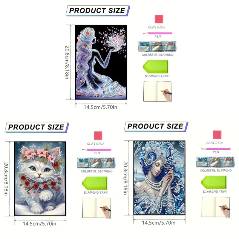 Diamond Painting Notitieboekje Katten PU Leer Kristal Design