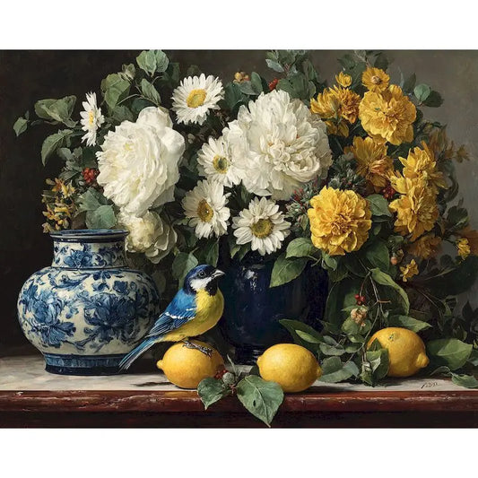 Schilderen op nummer Bloemen - Vaas met bloemen op canvas 3
