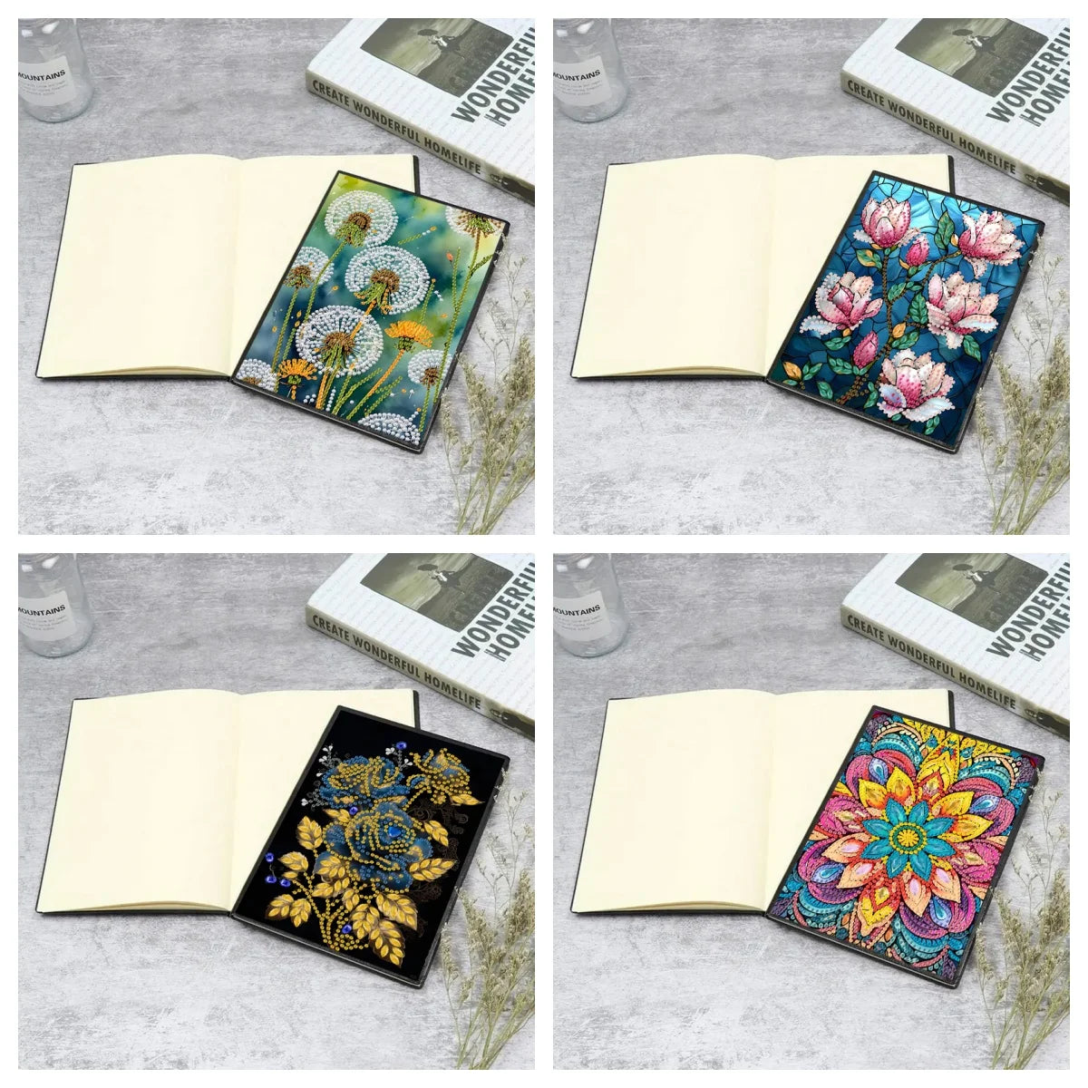 Diamond Painting Notitieboekje met Bloemen PU Leer Cadeau