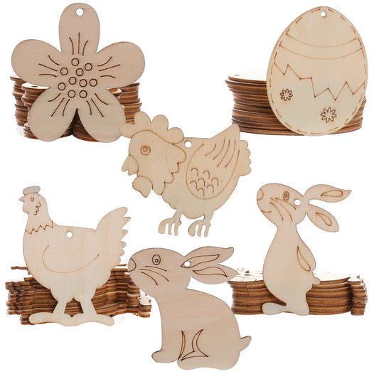 Houten Paas figuren om zelf te kleuren/schilderen – konijn en ei hangers