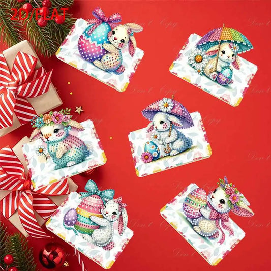 Diamond Painting Wenskaarten Pasen – Set van 6 Unieke Paaskaarten