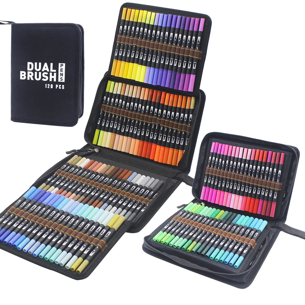 Stiften set Brush Art Markers met Dual Tip – Kleurenrijk voor Creatieve Kunstwerken