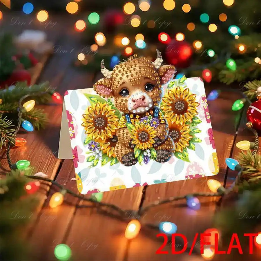 Diamond Painting Wenskaarten Pasen Set van 6 met Paasei en Zonnebloem