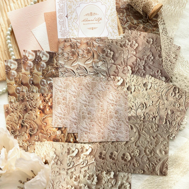 Papier voor kaarten maken en scrapbook vintage reliëf set