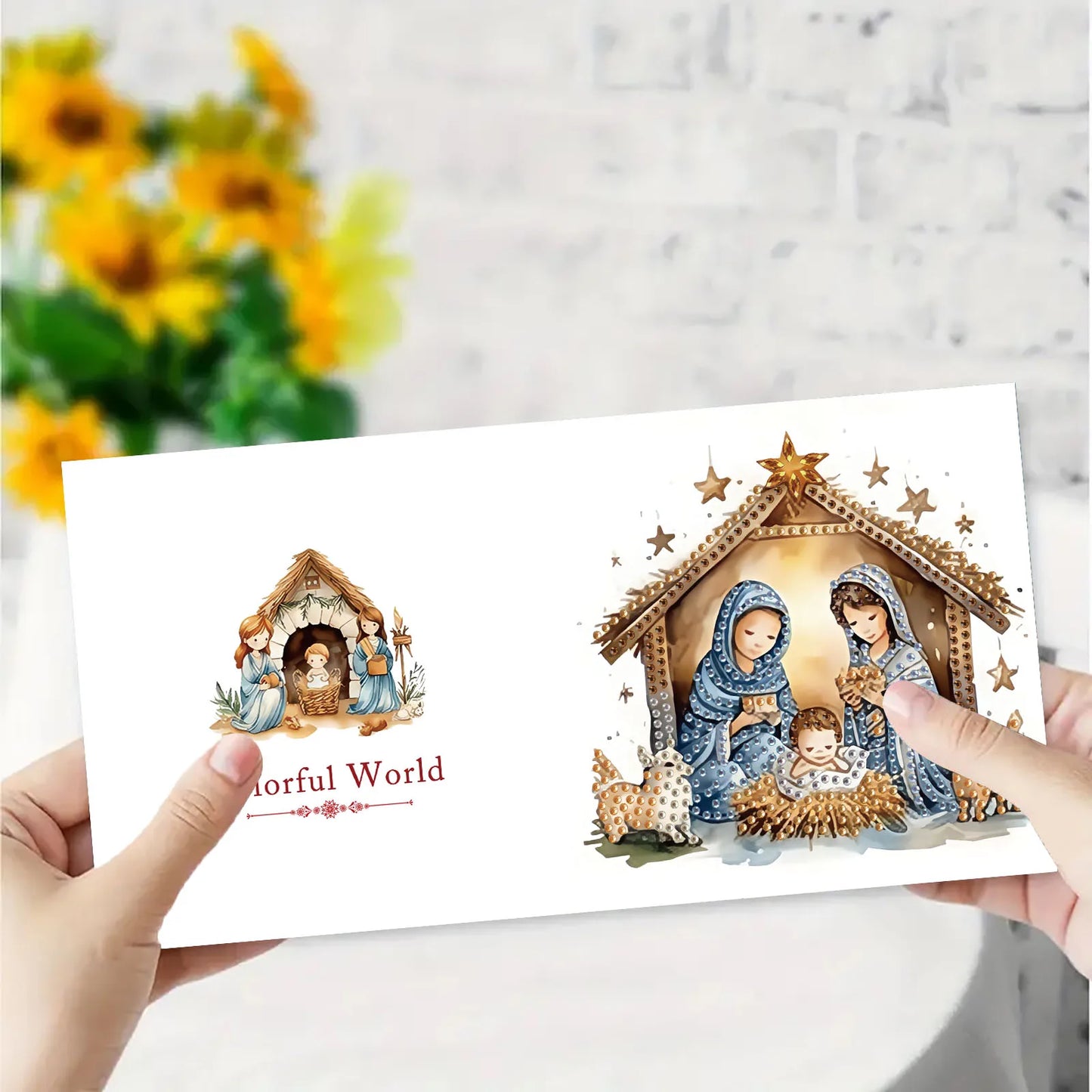 Diamond Painting Kerstkaarten set – 6 stuks feestelijke wenskaarten met strass steentjes