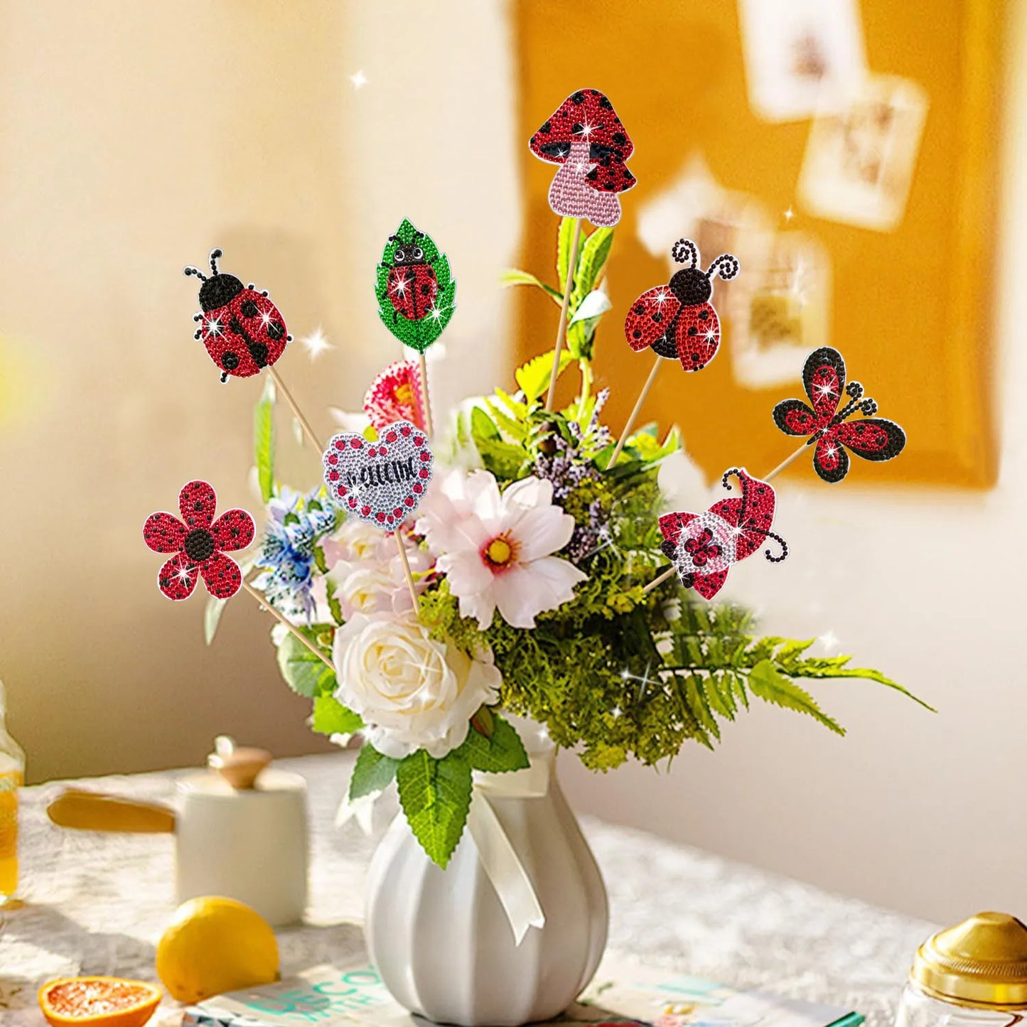 Diamond Painting Plantenstekers Acryl Bloemen voor Potten