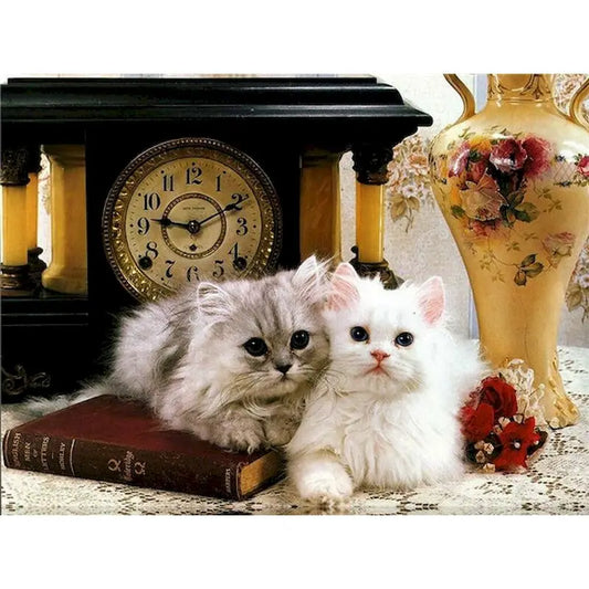 Diamond Painting Dieren - Kat met bloemen landschap wanddecoratie - DZDP32698