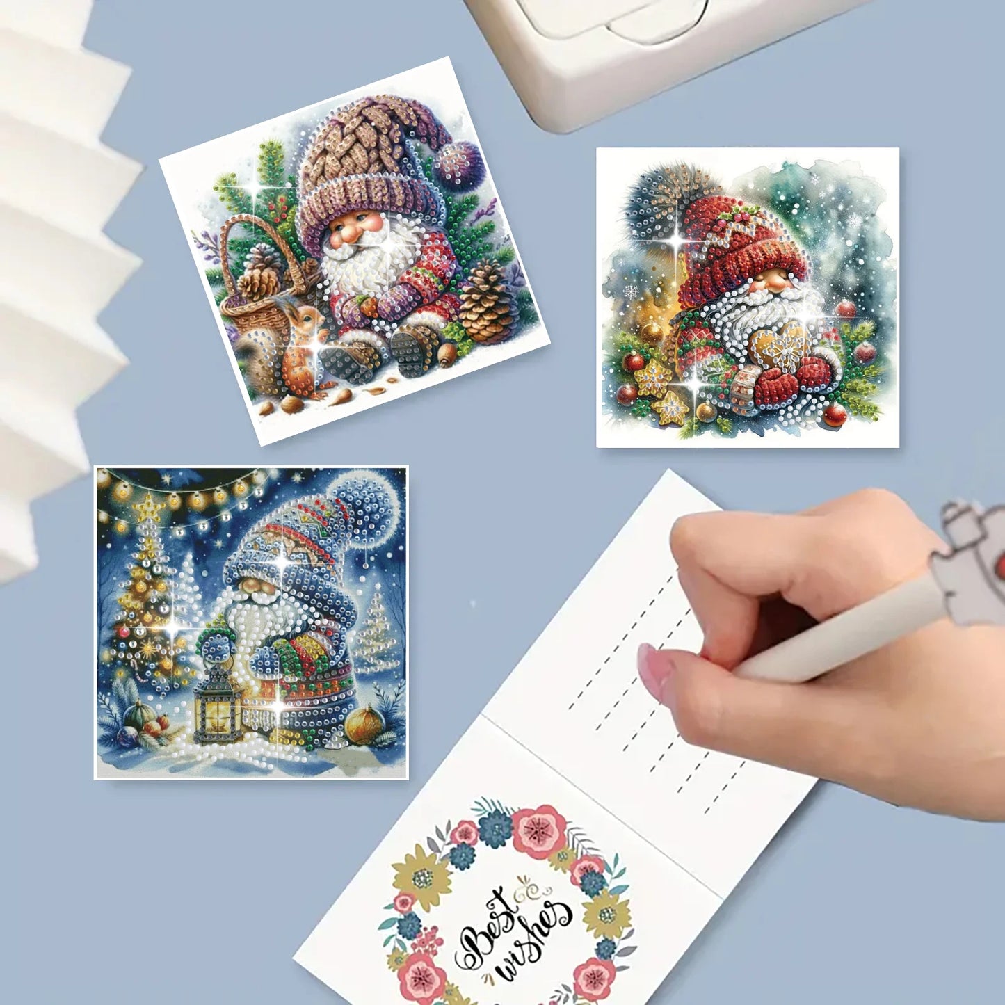 Diamond Painting Kerstkaarten Set met 6 Luxe Wenskaarten en Enveloppen - HK023