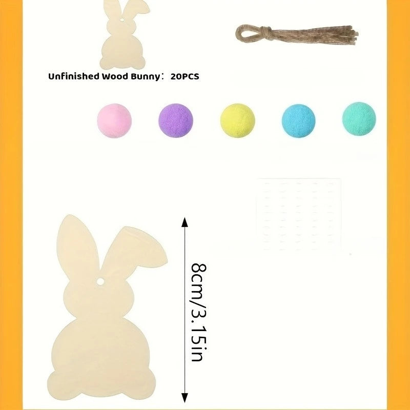 Houten Paas figuur om zelf te kleuren/schilderen – Konijntjes Hanger Set