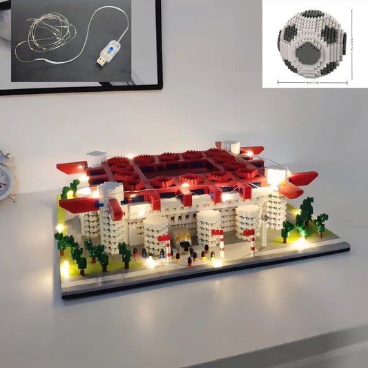 Bouwpakket gebouwen - Voetbalstadion met micro bouwstenen - Milan LED Stadium