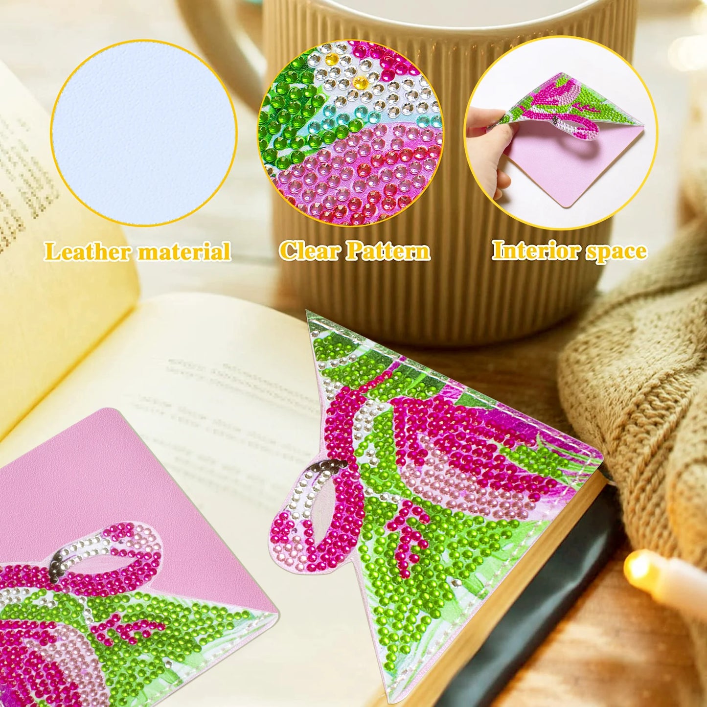Diamond Painting Boekenlegger Hoekjes Vlinder en Katten - Set van 6 Stuks