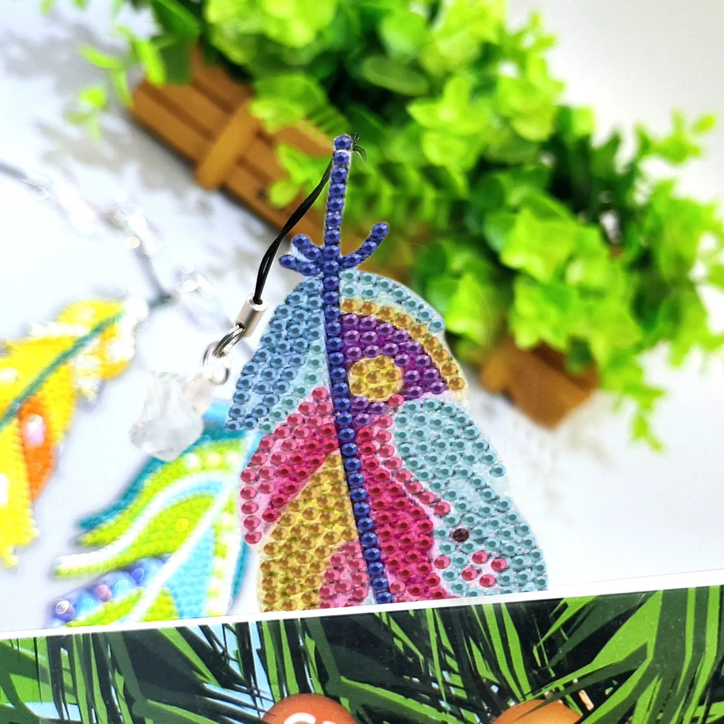 Diamond Painting Boekenlegger Veren met Kristal Hanger Set van 6