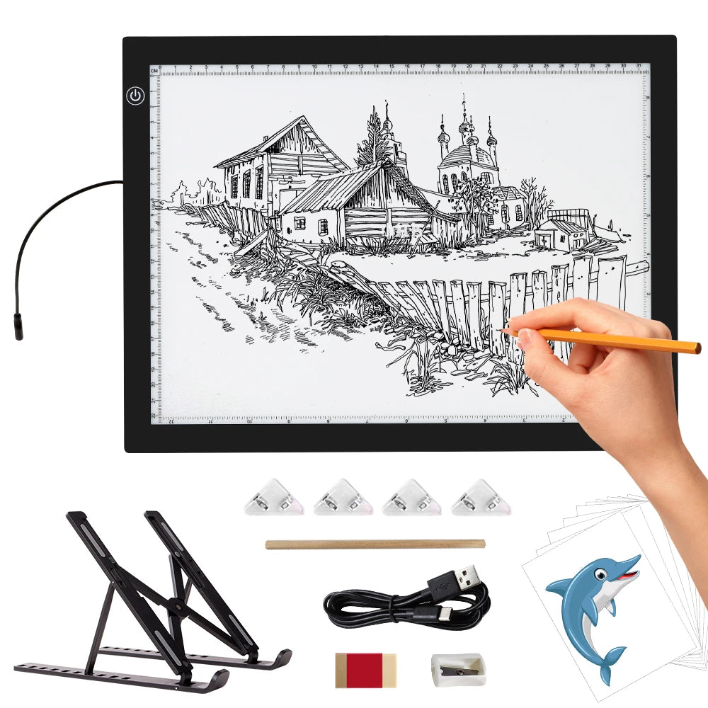Diamond Painting Lightpad A4 – Draadloze LED Lichtbox met Verstelbare Helderheid + Accessoireset