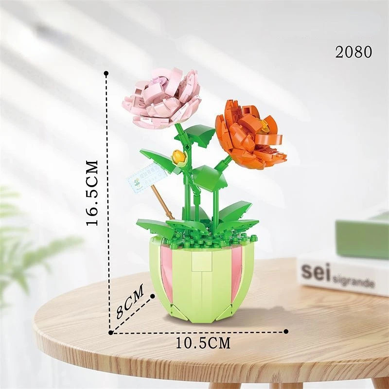 Bouwpakket Bloemenboeket met Rozen – Creatieve Bloemen Bouwstenen Set