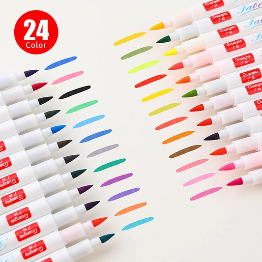 Stiften set voor textiel – 12 of 24 kleuren permanente textielmarkers