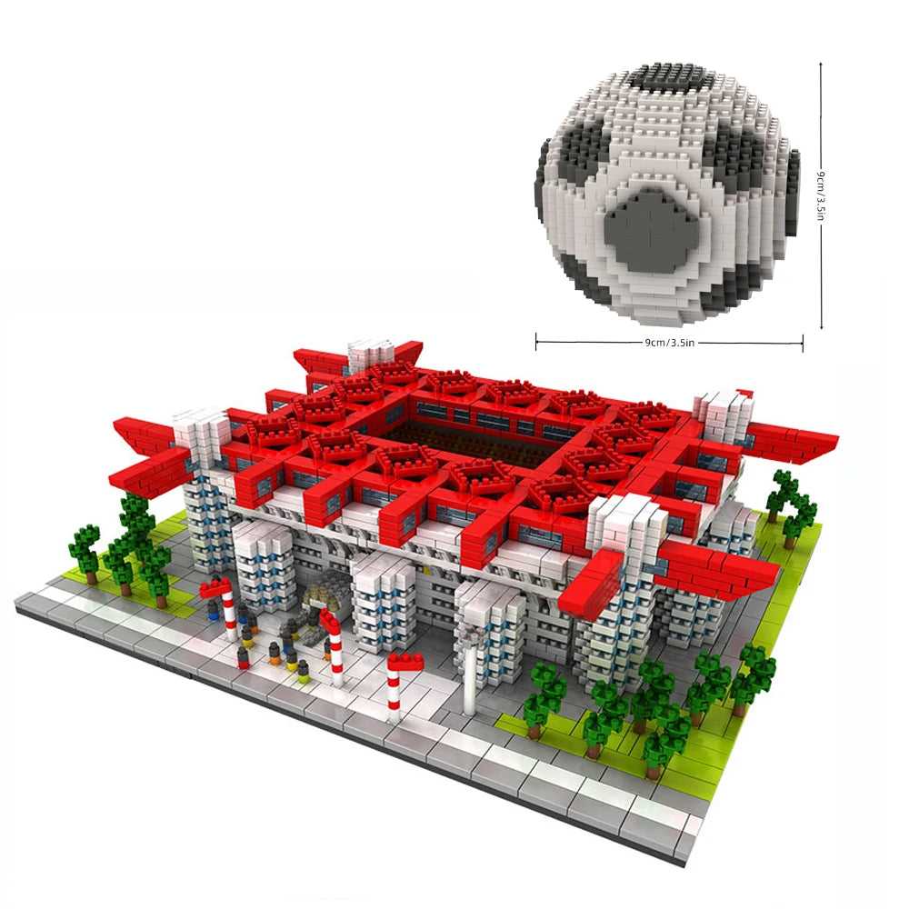 Bouwpakket gebouwen - Voetbalstadion met micro bouwstenen - Milan Style Stadium