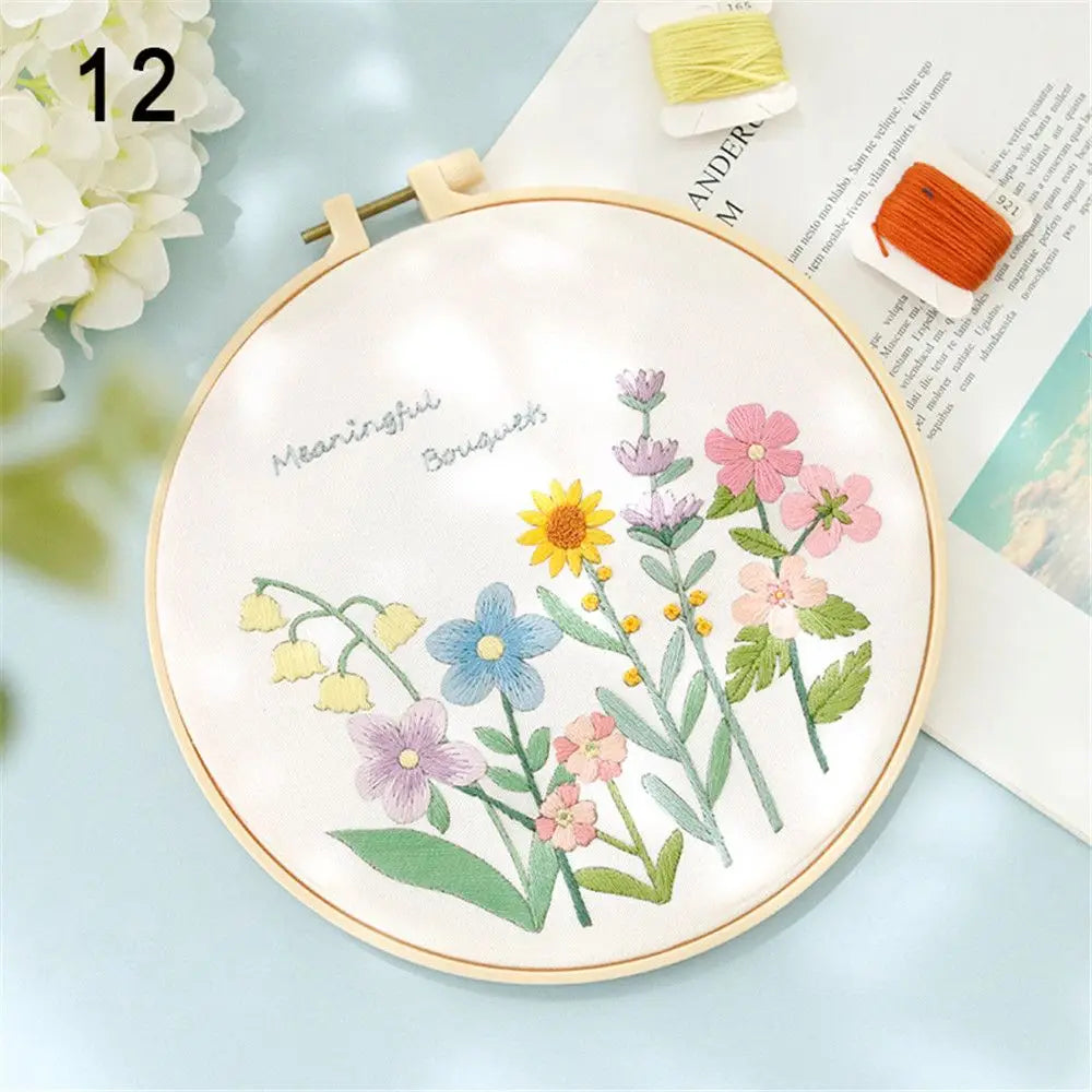Borduurpakket Bloemen – Compleet Startpakket met borduurring (20 cm)