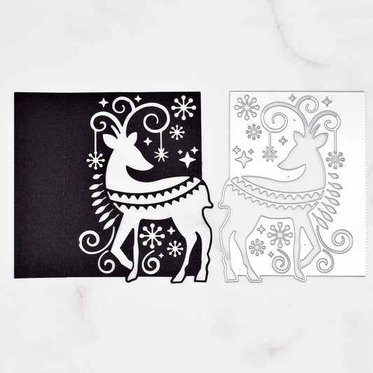 Snijmal kerst hert achtergrond voor kaarten en scrapbooking