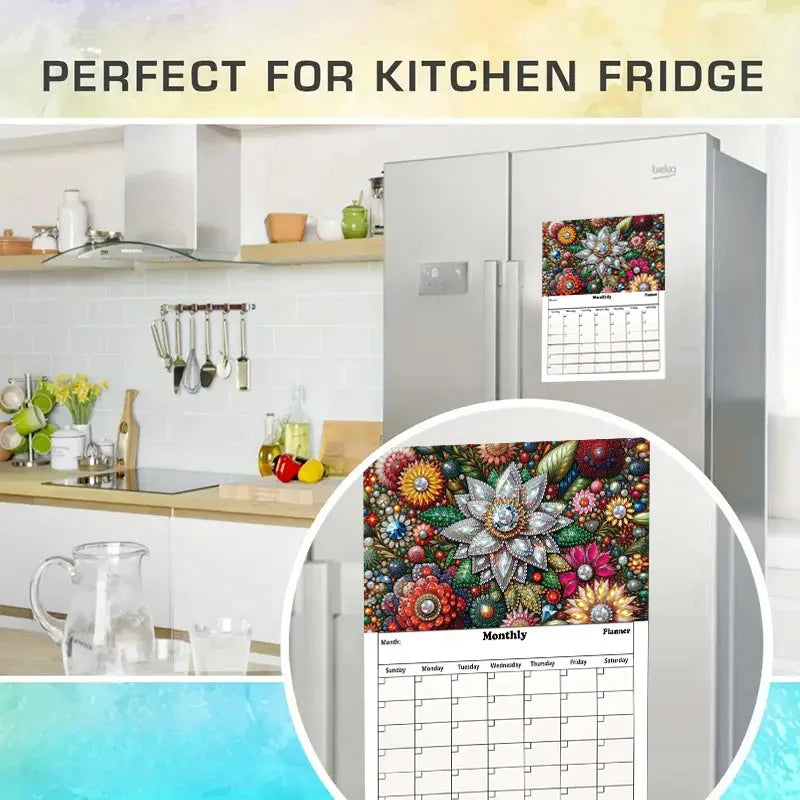 Diamond Painting Kalender Hartvormige Magnetische Planner voor Koelkast en Kantoor