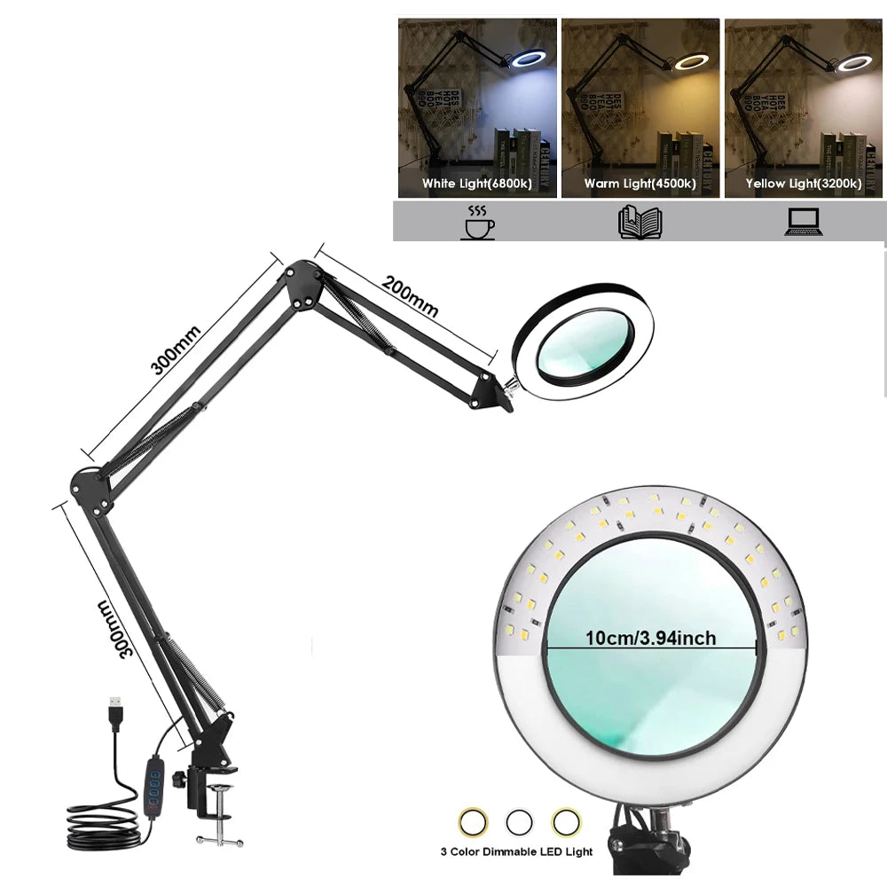 Diamond Painting Loeplamp 72 LED 8x/10x Vergroting USB met 3 Lichtkleuren