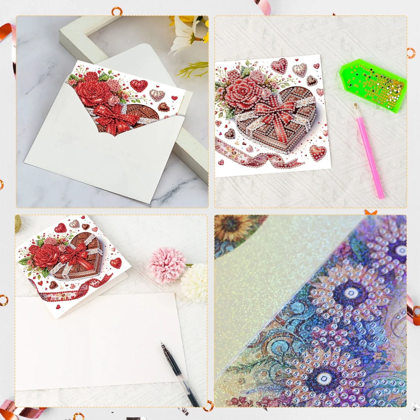 Diamond Painting Wenskaarten Set - Chocolade Themed Kaarten met Enveloppen - Set van 6