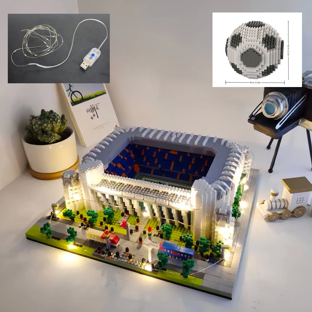 Bouwpakket gebouwen - Voetbalstadion met micro bouwstenen - Madrid LED Stadium