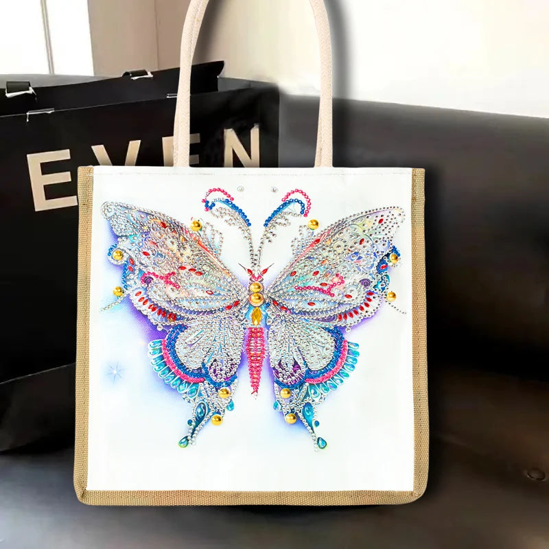 Diamond Painting Tas Vlinderpatroon Shopper Met Steentjes