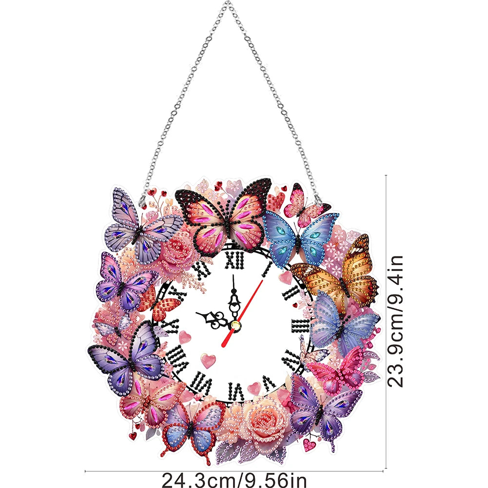 Diamond Painting Klok met Vlinderdesign
