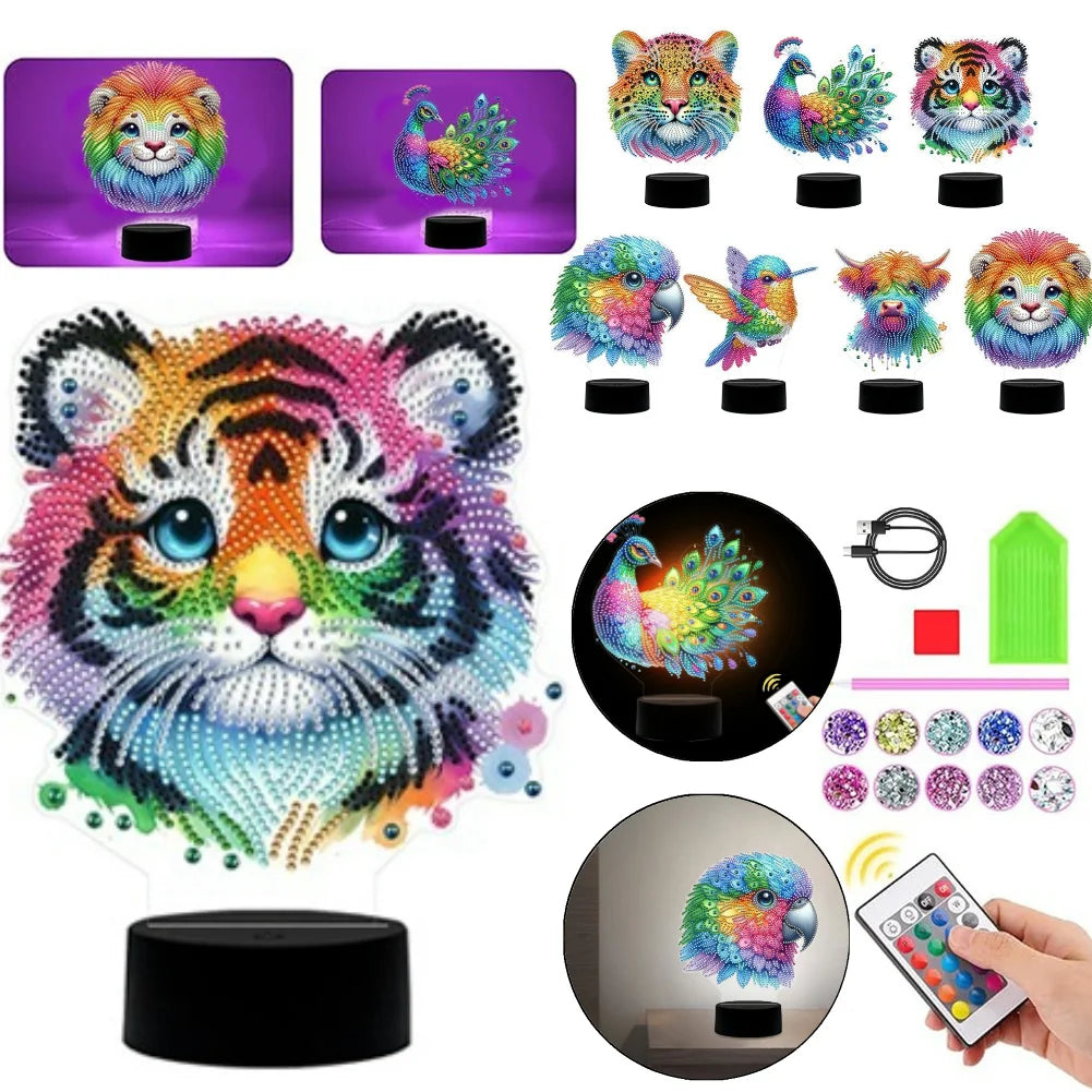 Diamond Painting Lamp Dieren LED Tafellamp voor Slaapkamer en Woonruimte