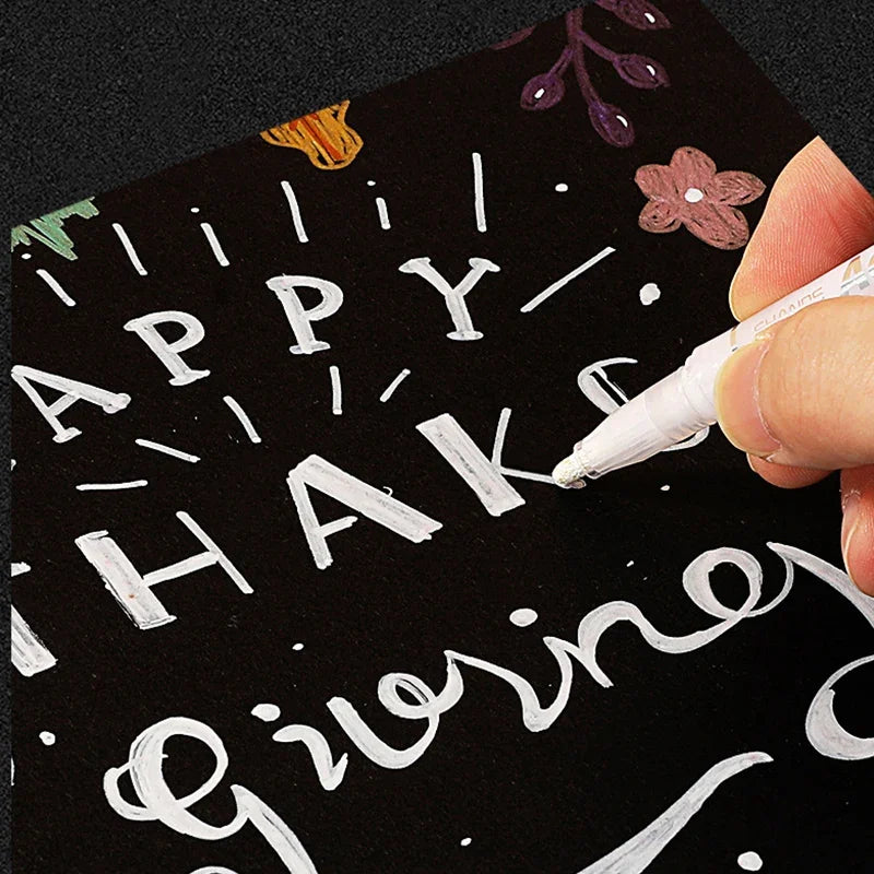 Stiften set acrylmarkers goud zilver en wit met watervaste inkt