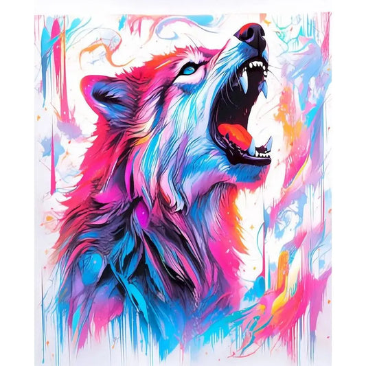 Schilderen op nummer Dieren - Kleurrijke Kop met Acrylverf - Wolf 9957264