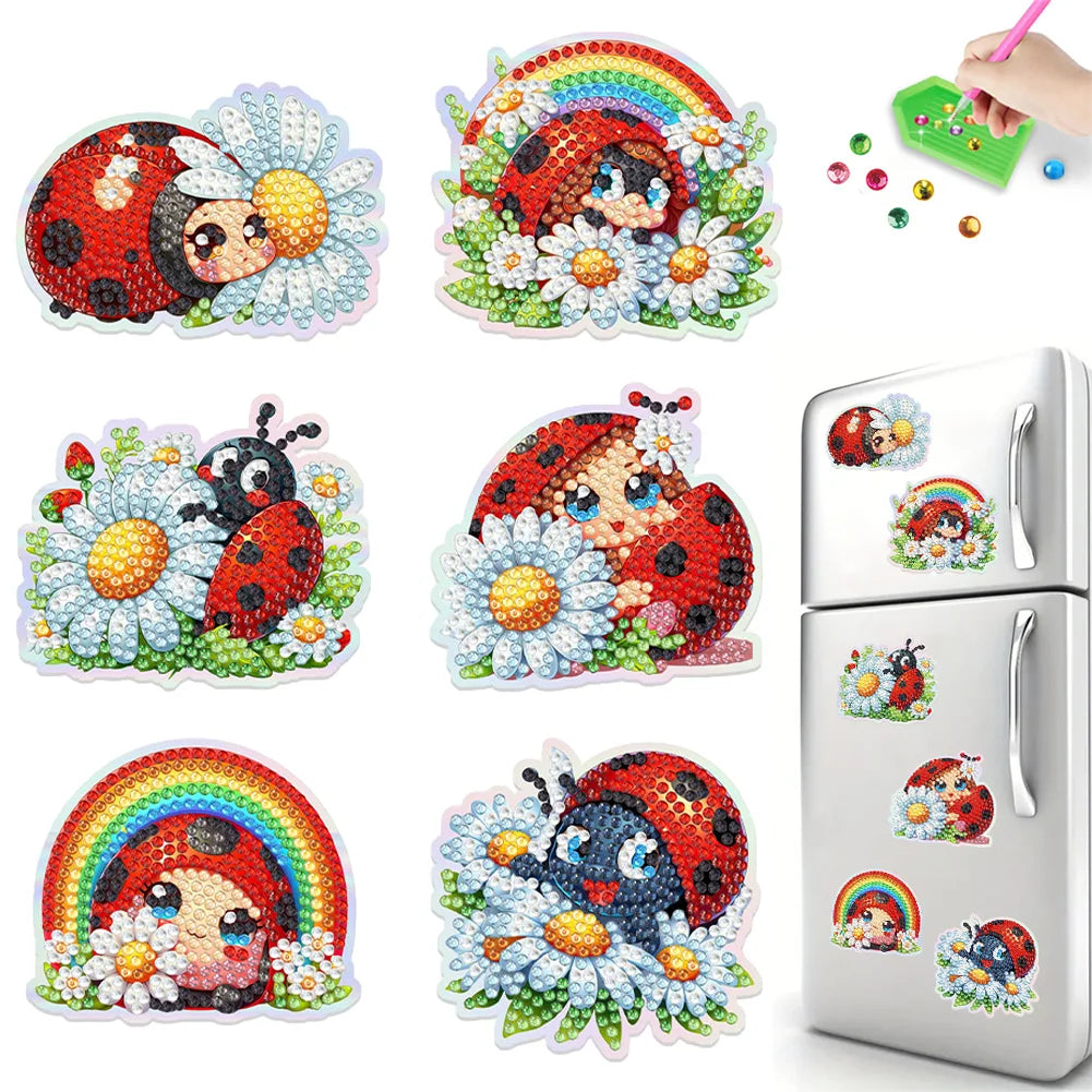 Diamond Painting Magneten - Set van 6 Dieren Magneten voor Koelkast en Decoratie