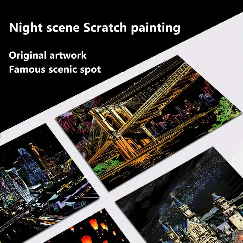 Krastekening Deluxe Regenboog Scratch Paper Set voor Creatieve Ontspanning