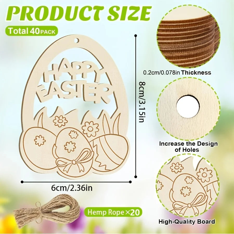 Houten figuren om zelf te schilderen/kleuren – Paasei hangers