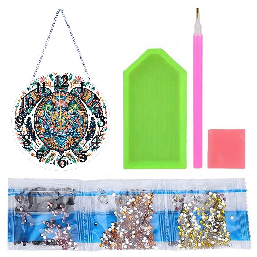 Diamond Painting Klok Mandala Acryl Special Shaped Wanddecoratie