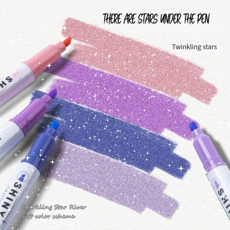 Stiften set Kawaii Glitter Highlighters Pastel 4 Kleuren