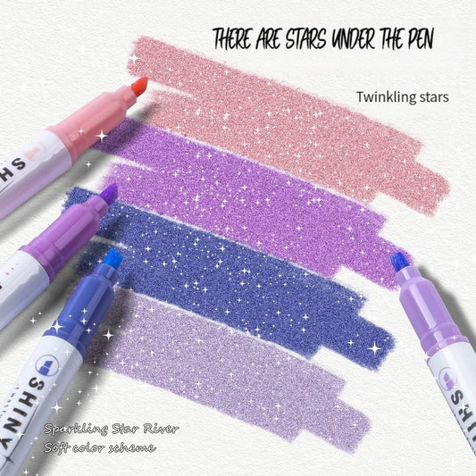 Stiften set Kawaii Glitter Highlighters Pastel 4 Kleuren