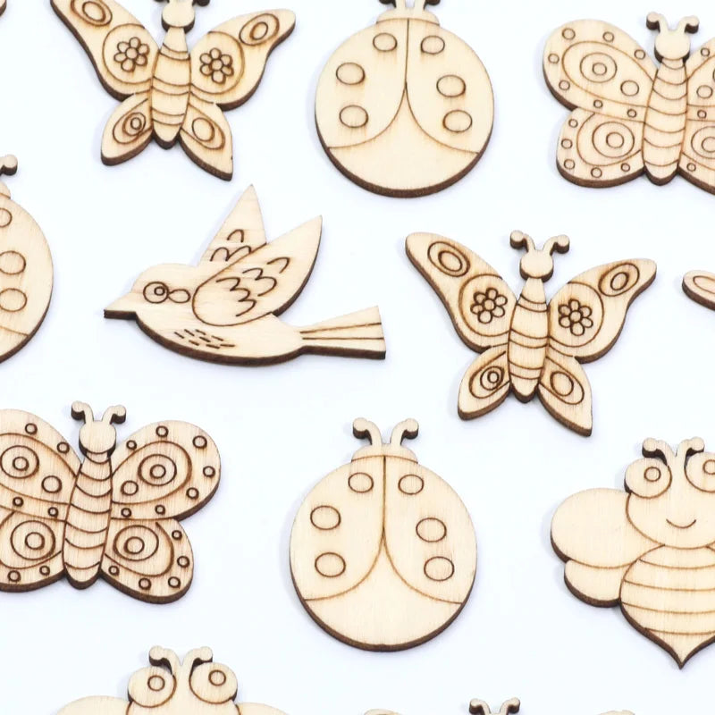 Houten figuur om zelf te kleuren/schilderen – Mix van 20 insecten