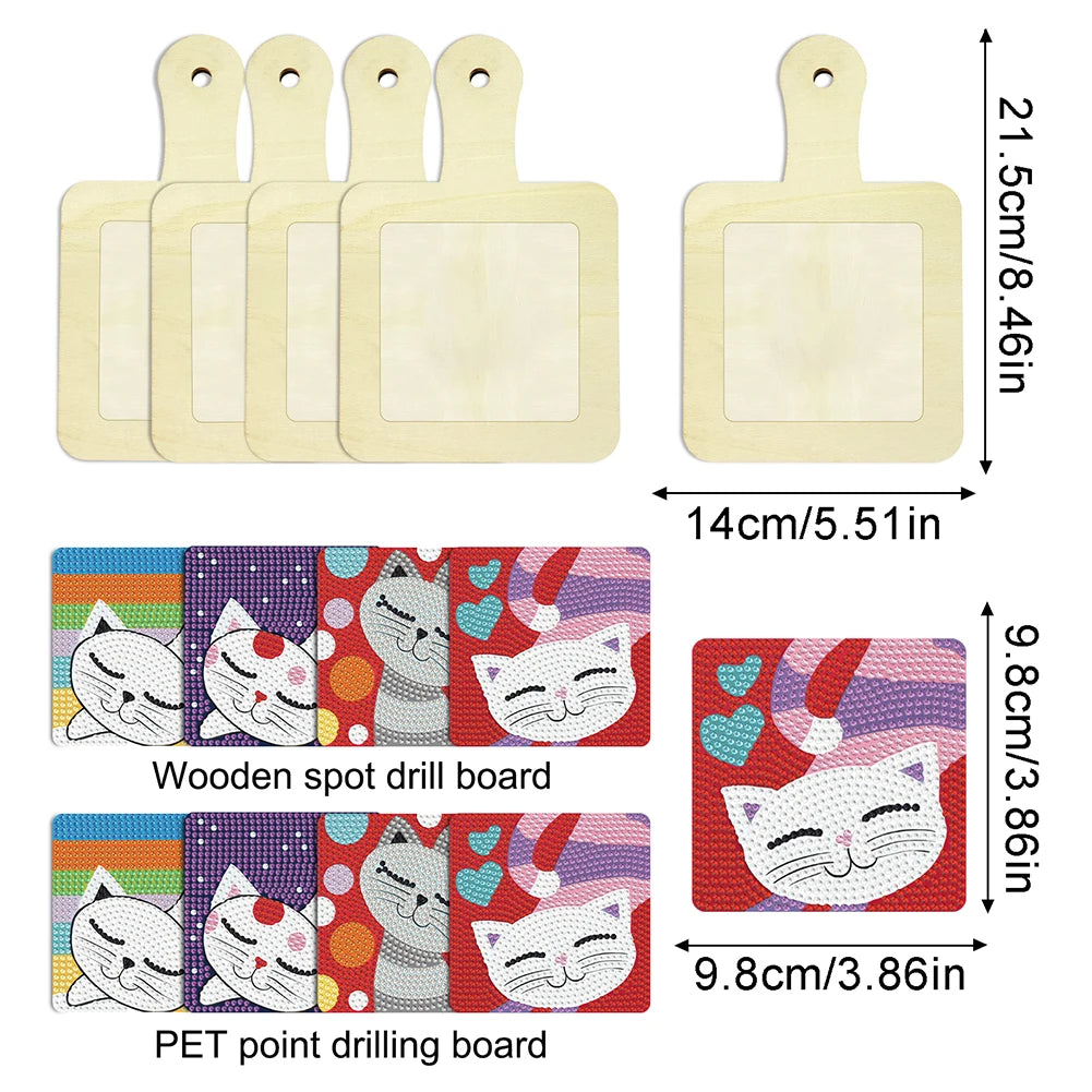 Diamond Painting Dienblad Set van 4 Antislip Placemats Rond - TETP001