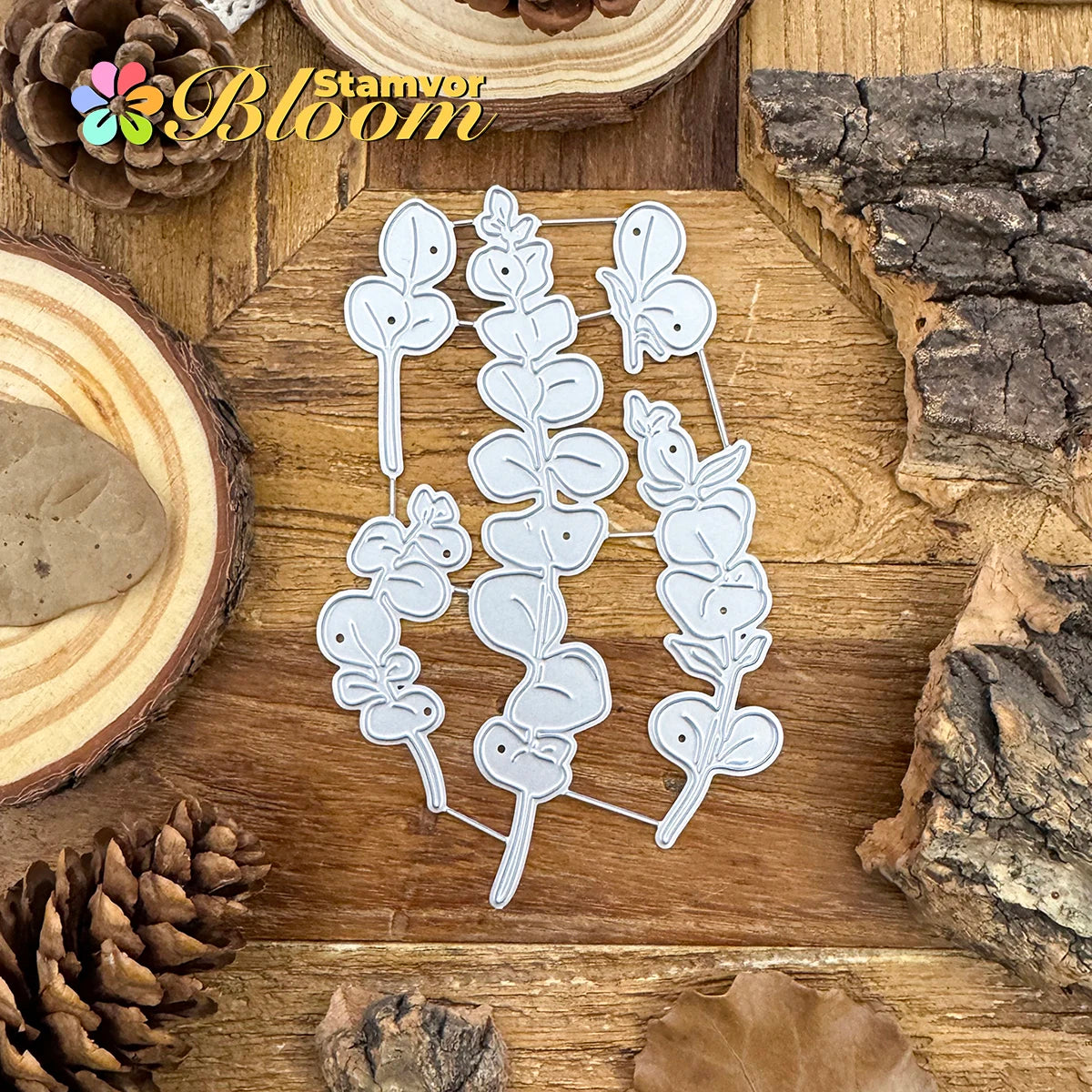 Metalen snijmal eucalyptus takjes en bladeren sierlijk design