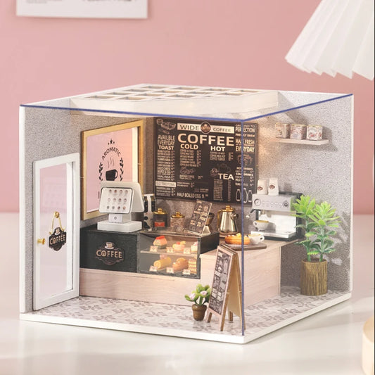 Zelfbouw Miniatuurhuisje met Meubels en Verlichting – H021 met stofkap